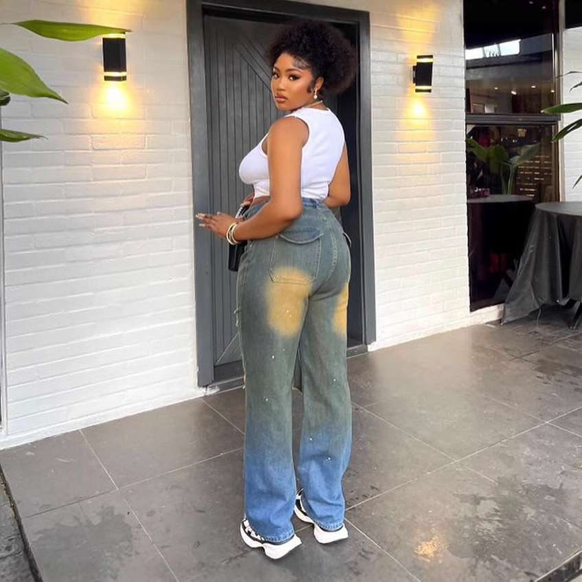 Distressed Straight Leg Jeans image 2