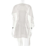 Asymmetric Dress with Cape Detail image 8