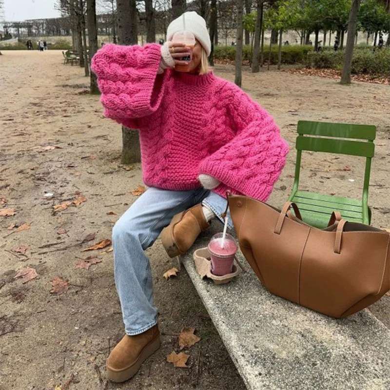 Oversized Cable Knit Sweater Pullover image 0