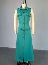 Sleeveless Button-Down Utility Maxi Dress image 4