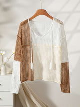Color-Blocked Crochet Tunic with Tassel Details image 3