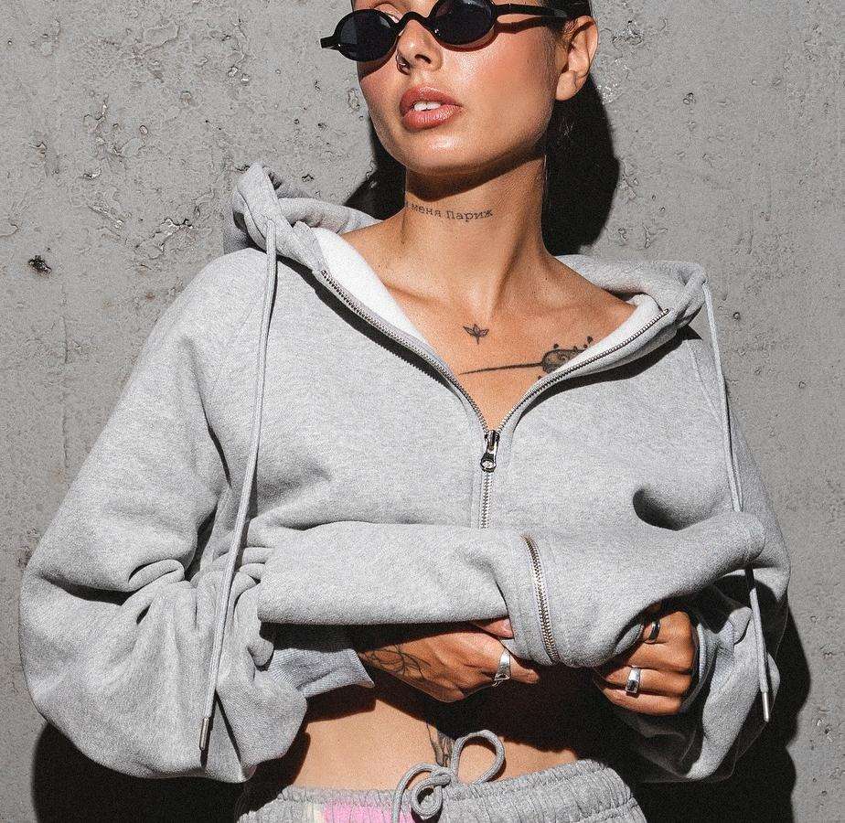 Long Sleeve Drawstring Crop Hoodie Coord Set image 3