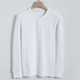 Henley Neck Cotton T-shirt - L, White image