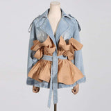 Colorblock Long Sleeve Ruffles Denim Jacket image 1