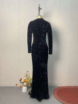 Black Starry Night Sequin Evening Gown image 3