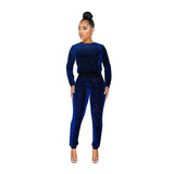 Glitter Sequin Stripe Top and Pants Set - L, Dark Blue image