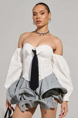 UPSIDE DOWN WAVY MINI SKIRT - L, Grey image