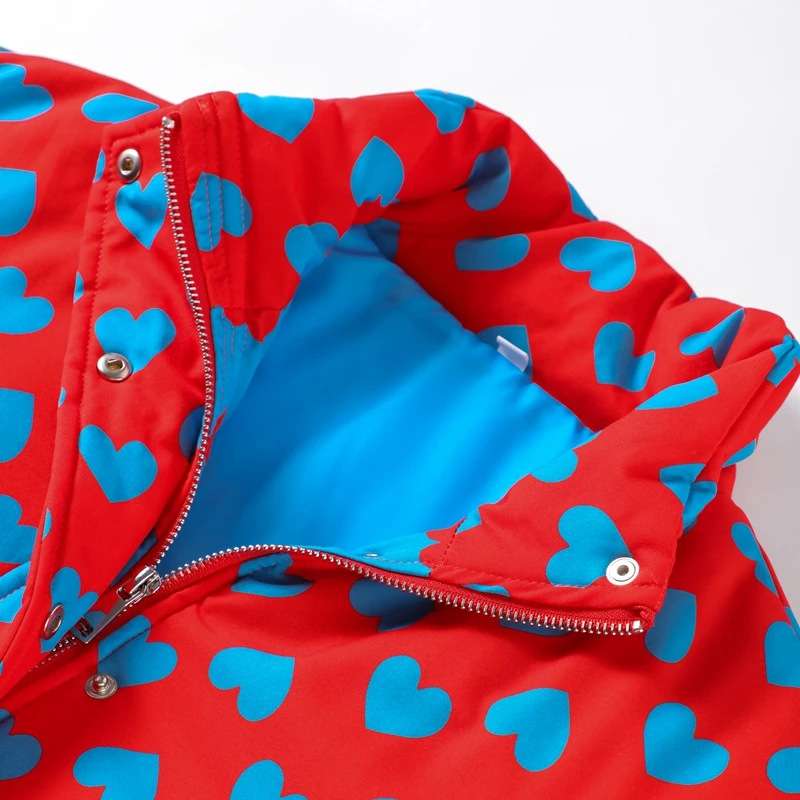 Casual Heart-Shaped Print Zipper Jacket Skirt Set image 3