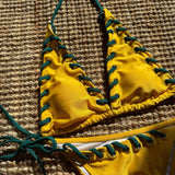 Contrast Lace-Up Triangle Bikini Set image 3