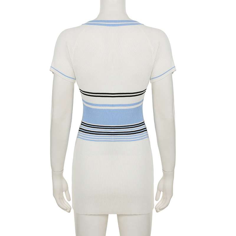 Striped V-Neck Beach Dress image 4