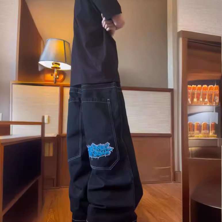 Embroidered Denim Raw Edge Pants image 3