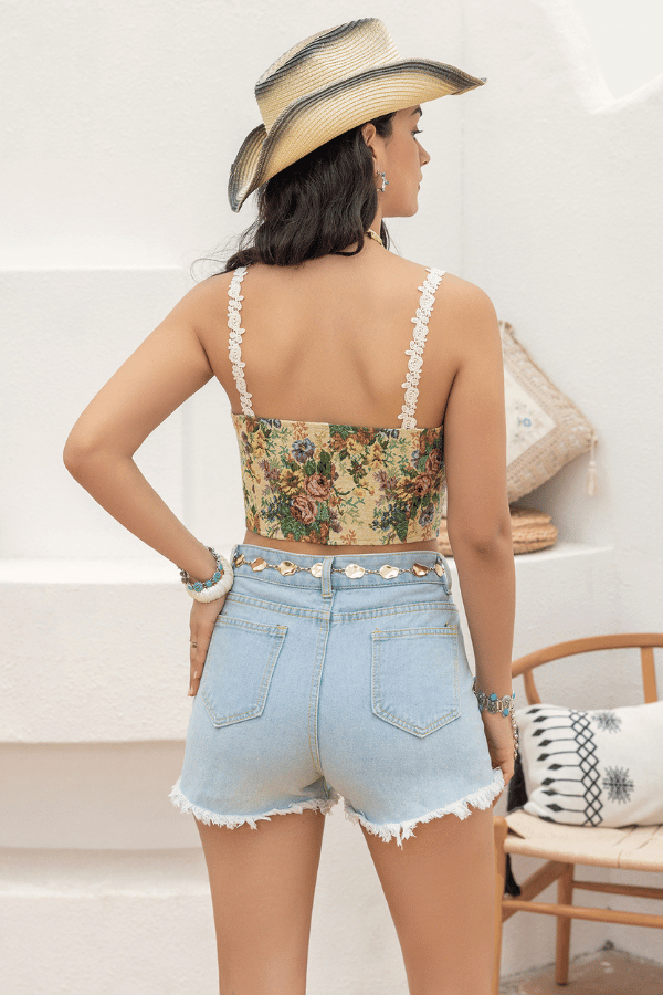 Floral Print Lace Up Hem Cami Top image 2