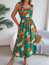 Tropical Print Smocked Maxi Dress image 3
