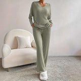 Cozy Ribbed Lounge Set - S, Green image