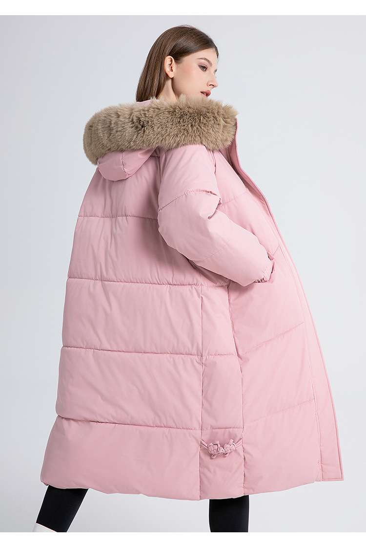 Long Sleeve Hooded Puffer Coat - XXL, Pink image