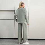 Casaul Sweater Sets Pullover Tops Wide Leg Pants image 5
