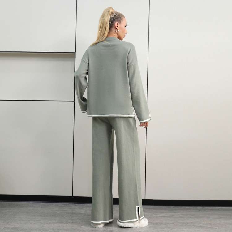 Casaul Sweater Sets Pullover Tops Wide Leg Pants image 5