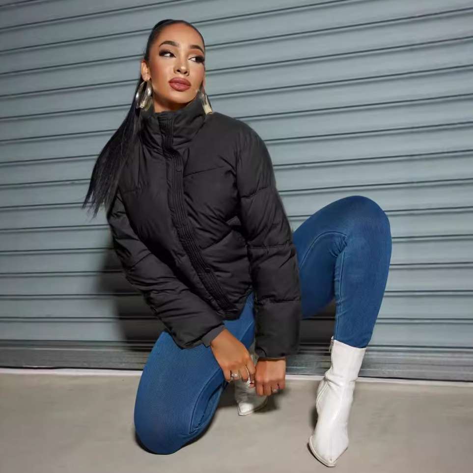 Short Padded Down Jacket - XL, Black image