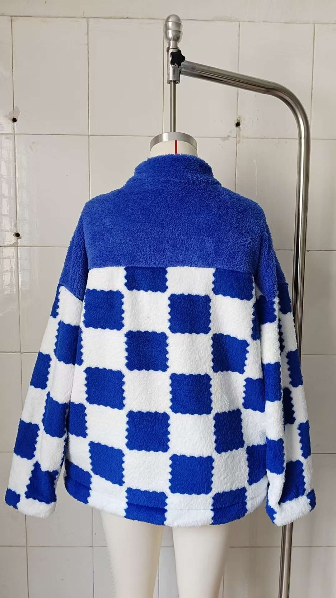Blue Checkered Fleece Jacket image 3