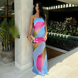 Strapless Floral Print Maxi Dress image 3