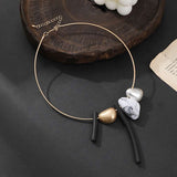 Statement Necklace with Metallic and Marble Accents image 2