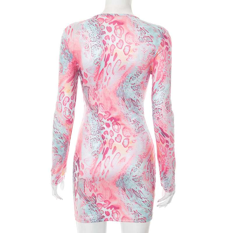 Animal Print Deep V-Neck Bodycon Dress image 5