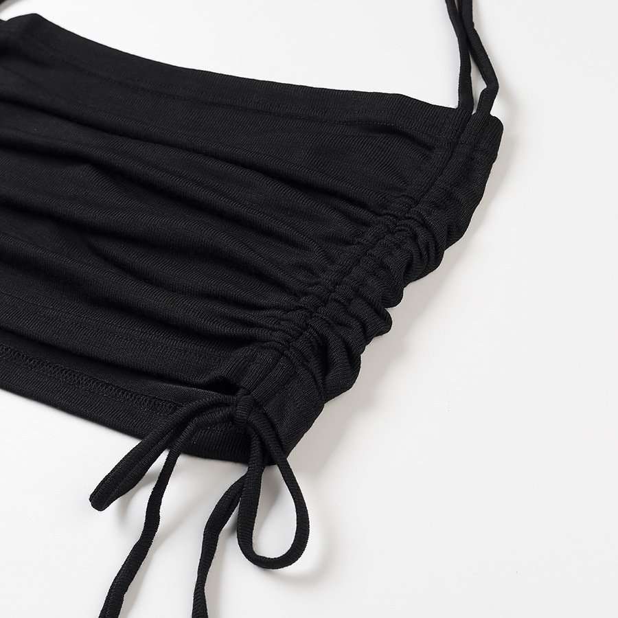 Elegant Black Cross-Back Mini Dress image 6