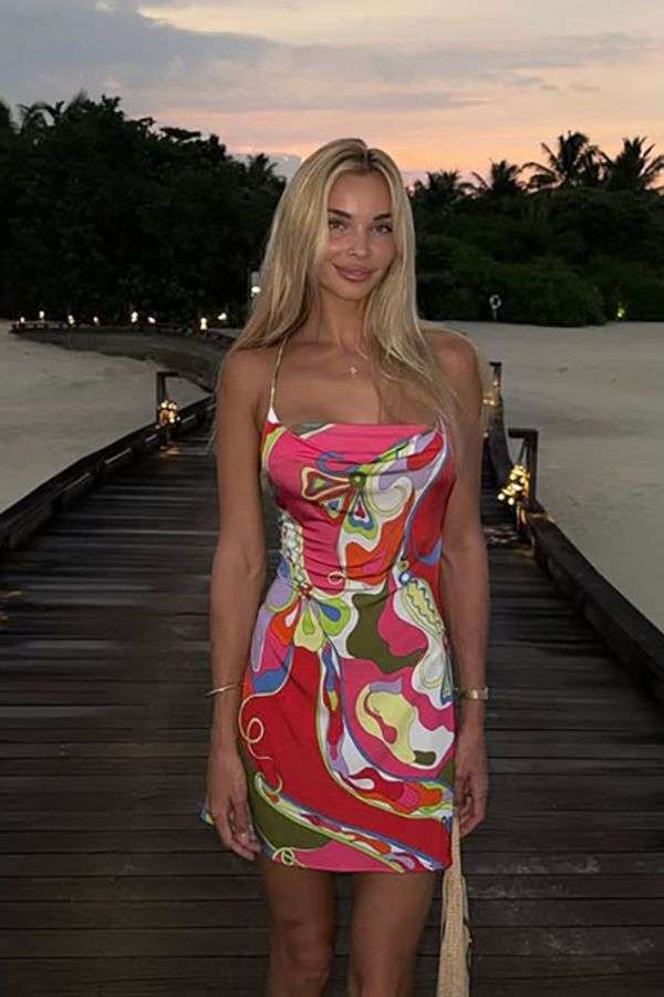 Abstract Print Cowl Neck Sleeveless Dress image 0