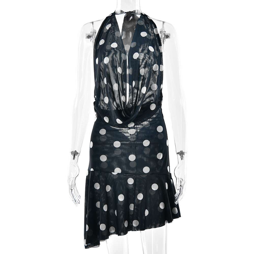 Polka Dot Sleeveless Dress with Ruffled Hem image 4