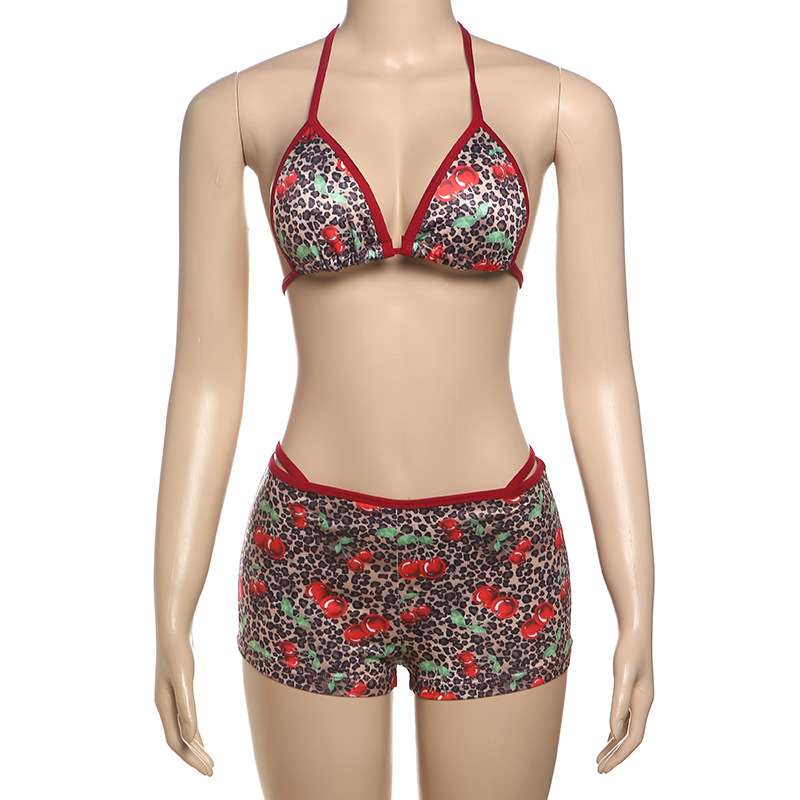 Leopard Print Bikini Set - S, Brown image