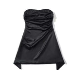 Strapless Ruched Mini Dress - L, Black image