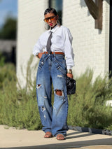 Casual Street Style Ripped Baggy Jeans image 1