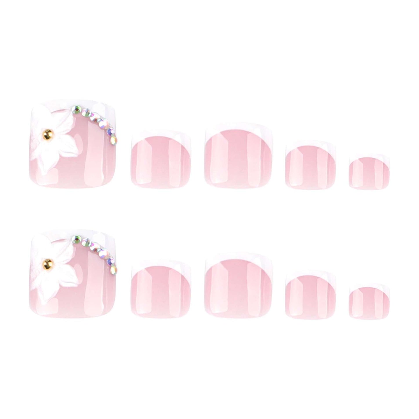 Floral 3D Pedicure with French Tip Design image 2