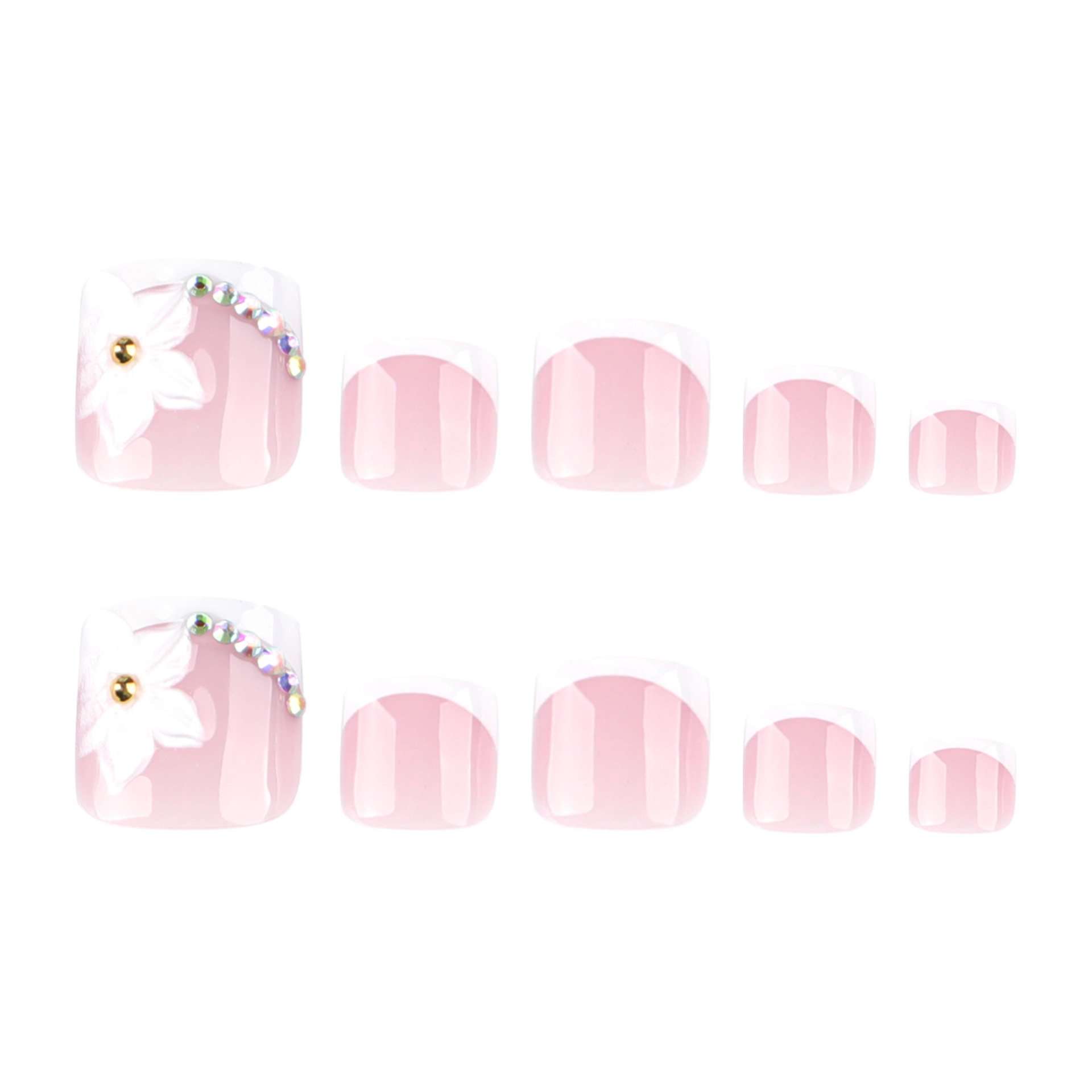 Floral 3D Pedicure with French Tip Design image 2