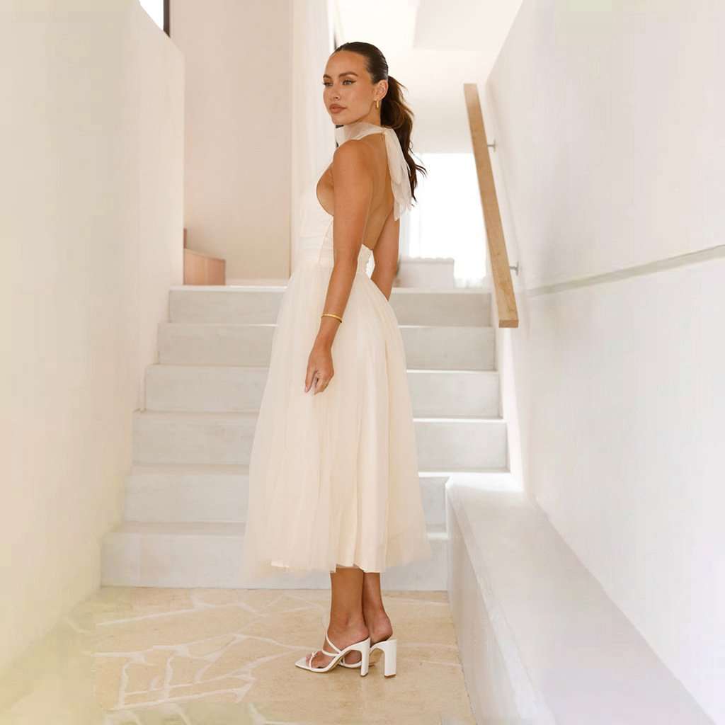 Halter Tulle Midi Dress image 2