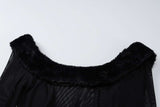 Square Neck Fluffy Trim Panel Mini Dress image 4