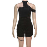 Ruched Mesh Cut-Out Bodycon Dress - M, Black image