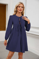 Chic Long Sleeve Tie-Front Mini Dress image 0