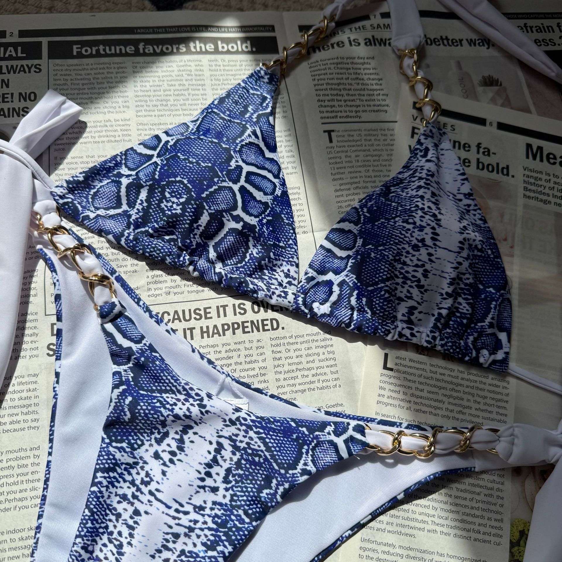 Snakeskin Print Chain Bikini Set image 3