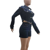Crop Jacket And High Waist Shorts Set image 2