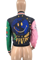 Button Up Printed Crop Bomber Jacket image 8