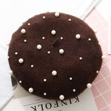 Embellishment Beaded Studs Crochet Cashmere Beret Cap image 3