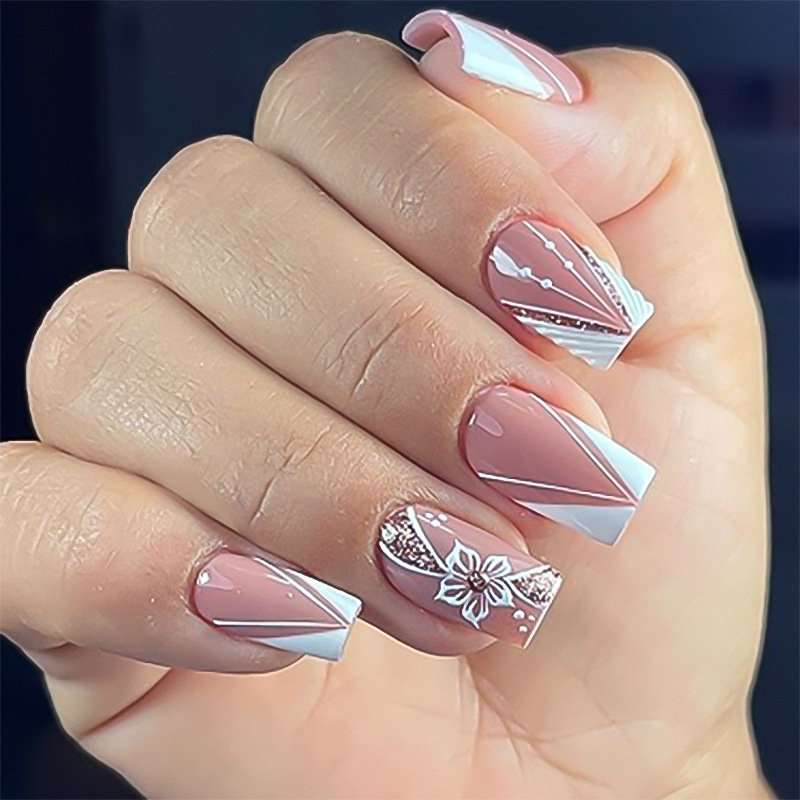 Geometric Nail Art Design - Free Size, Pink image