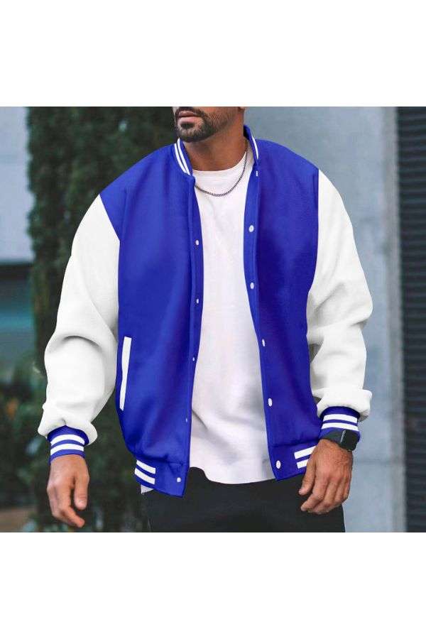 Varsity Jacket Mens Baseball Jackets - S, Sapphire Blue image