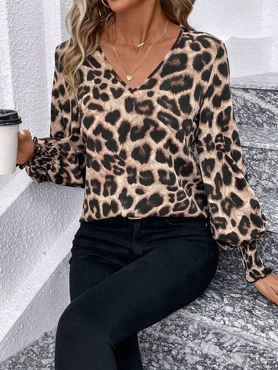 Leopard Print Long Sleeve Top image 3