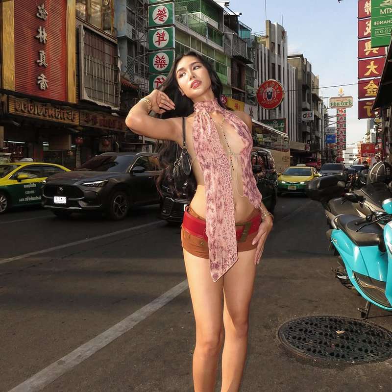 Boho-Chic Sheer Halter Top image 2