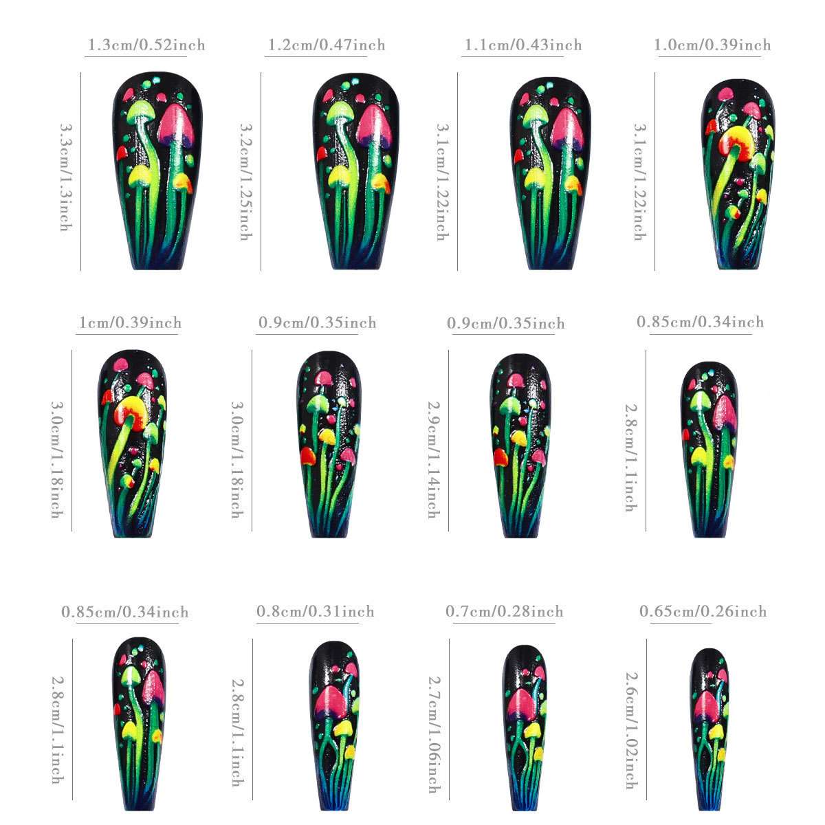 Glow-in-the-Dark Mushroom Nail Art Stickers image 2