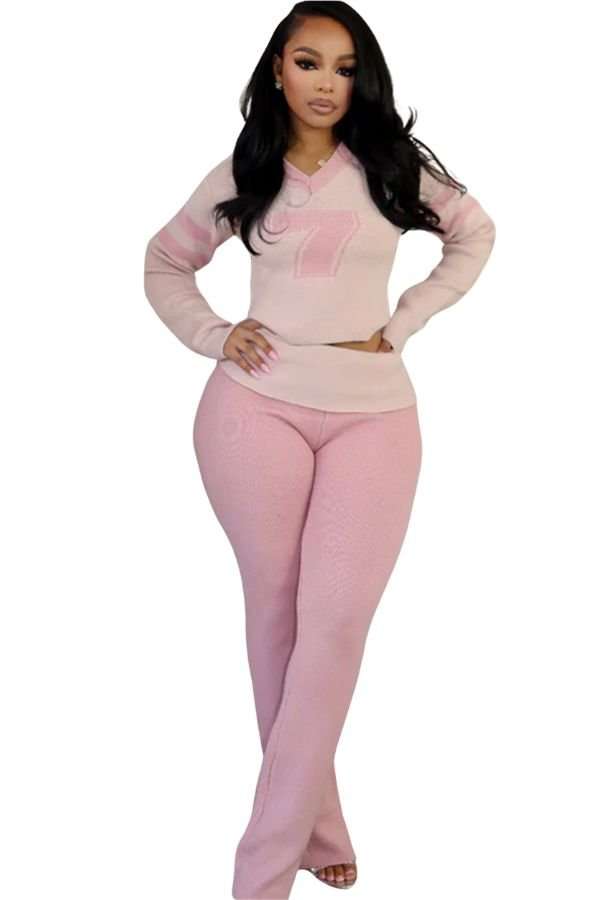 Knit Graphic Top & Pants Set image 0