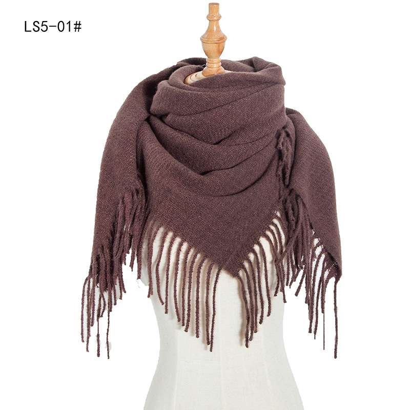 Solid Warm Warm Scarf  Tassel Square Shawl image 7