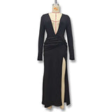 Plunge Neck Split Maxi Dress image 3